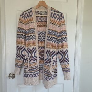 L. L. BEAN Women's Cotton Ragg Sweater, Open Cardigan Fair Isle